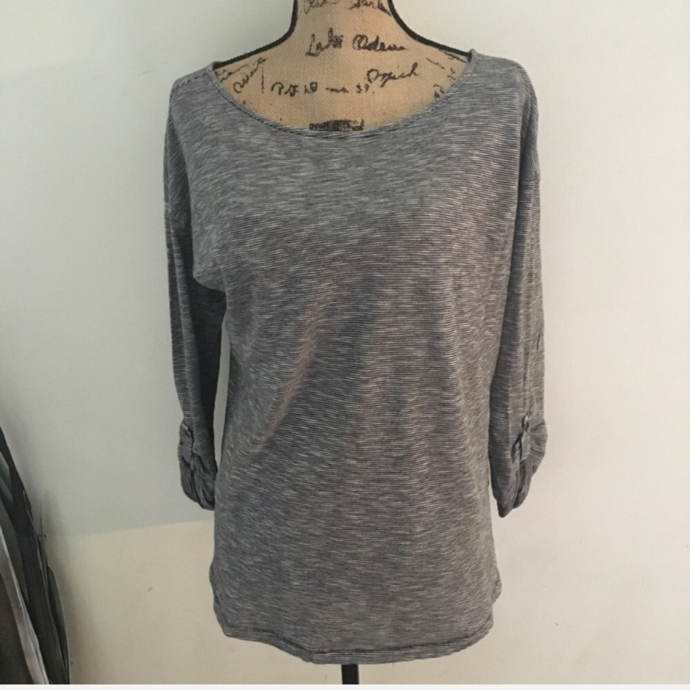LOFT roll sleeve stripe tee